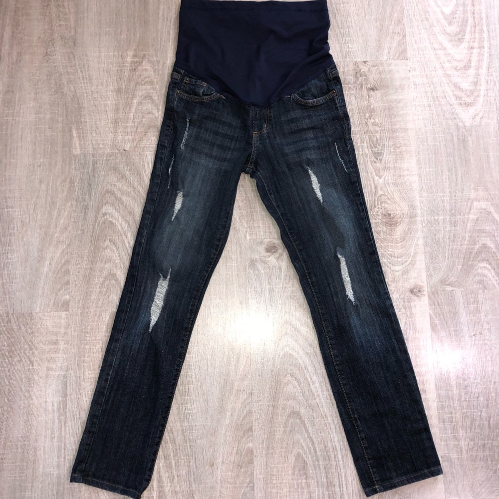 Pink Blush Distressed Maternity Jeans